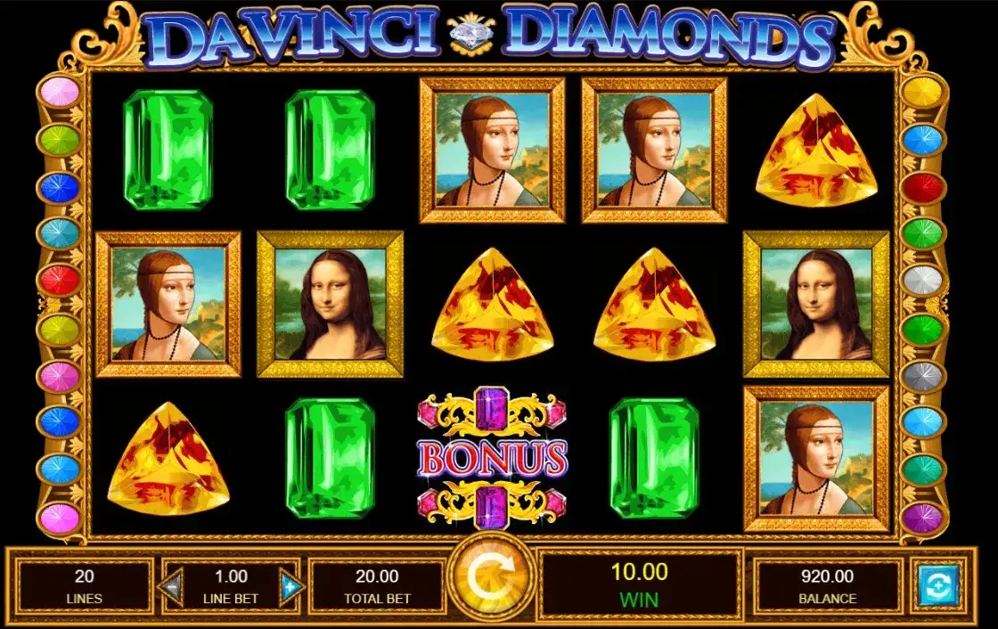 Da Vinci Diamonds slot simbolos