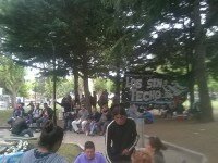 Acampe de Cooperativas de construccion – CTEP en la puerta de la Municipalidad de Mar del Plata
