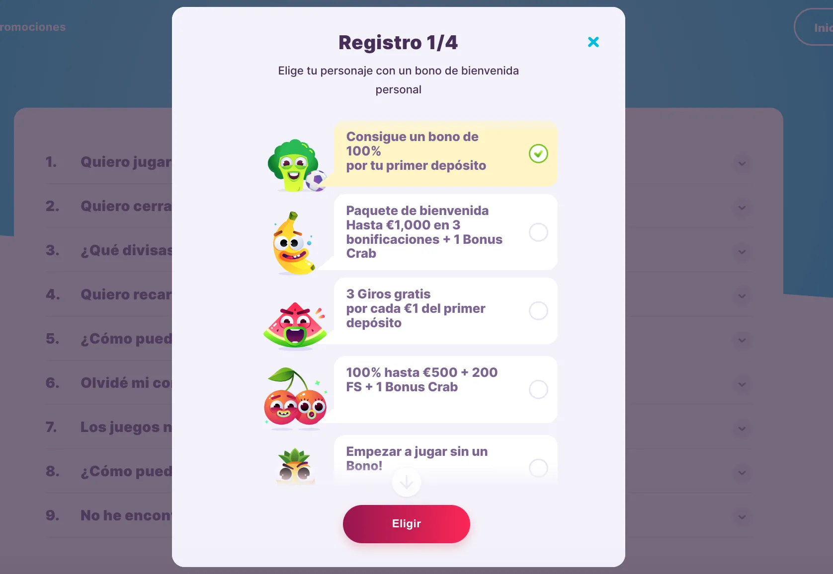 Registro en Nomini Casino