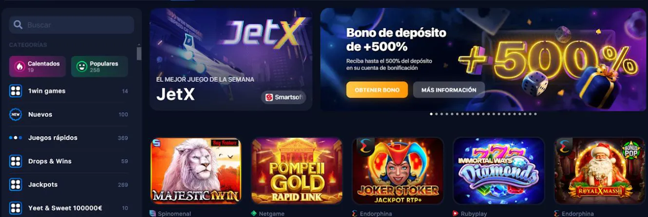 bonos 1win casino sitio