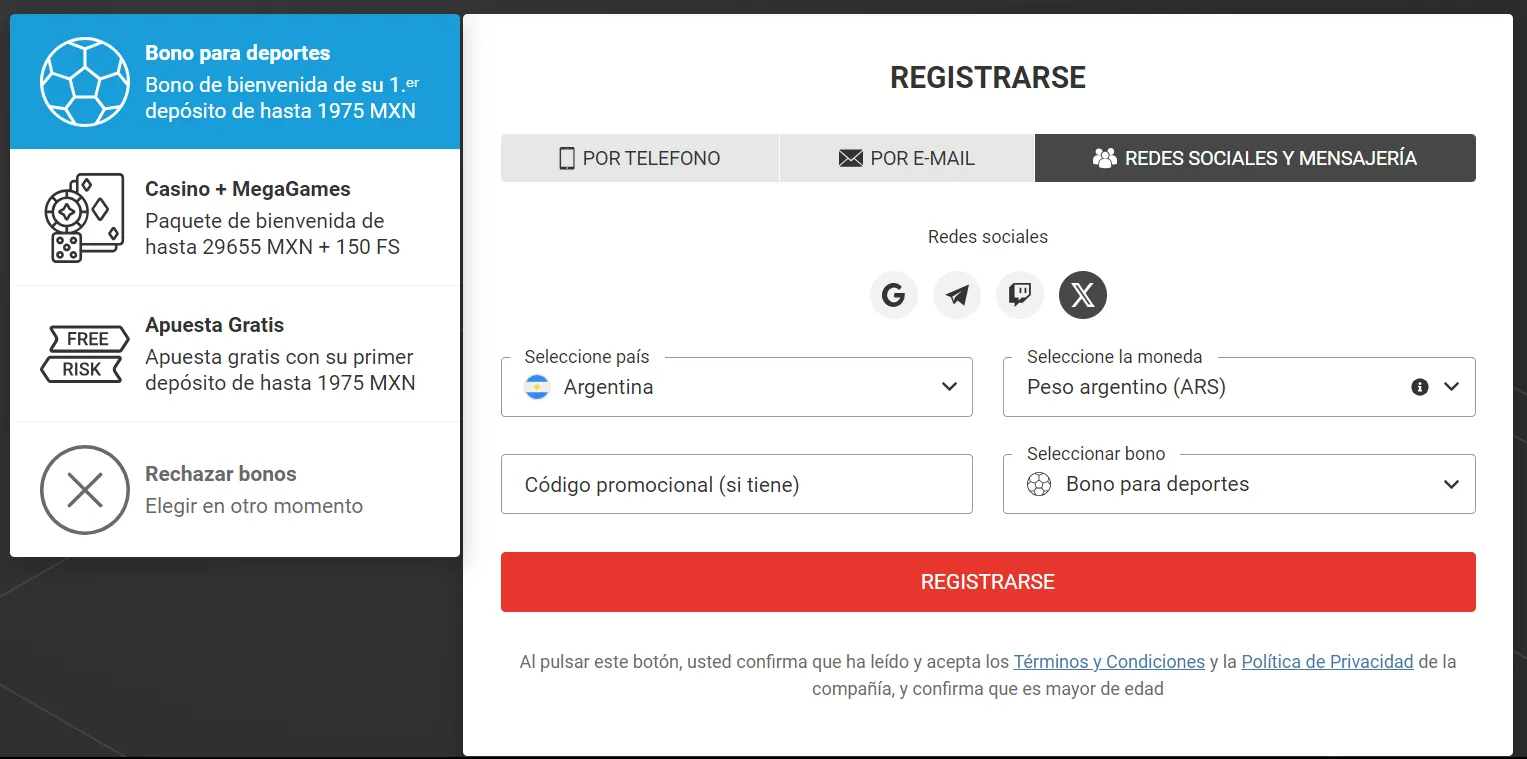 mega pari registro formulario