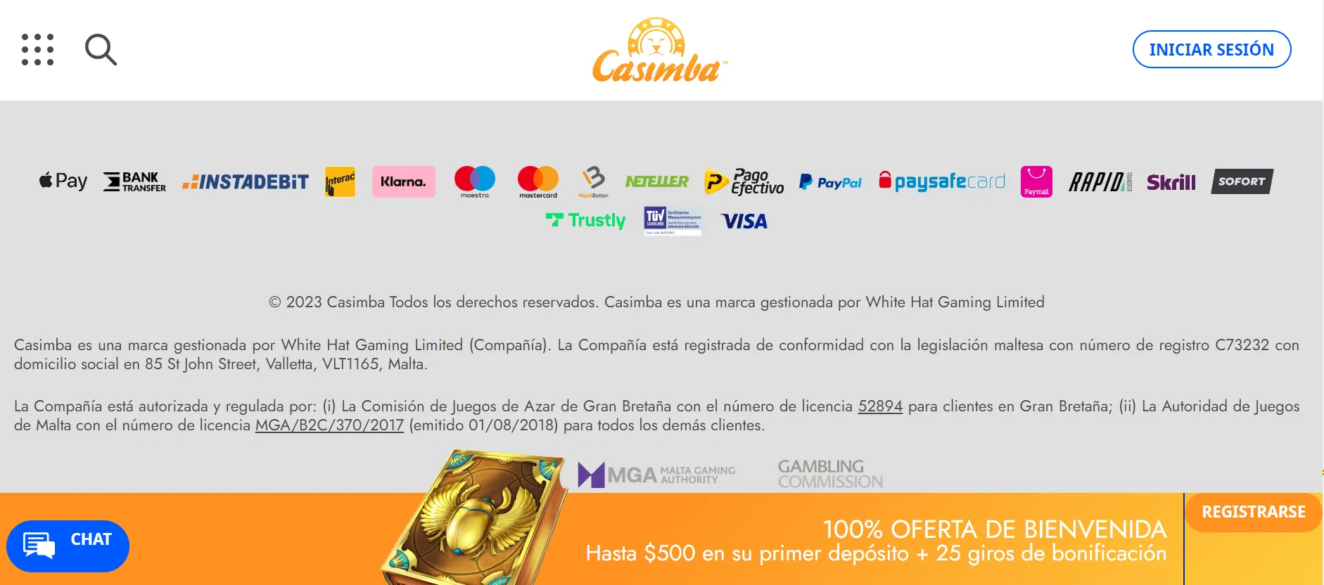 casimba casino pagos