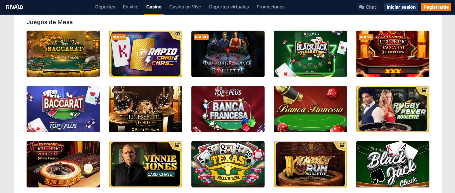 rivalo casino juegos